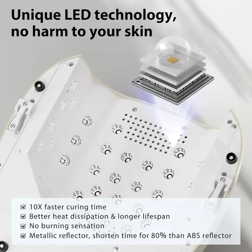 Lámpara Uv Recargable 126w Para Uñas Gel Mate Crema
