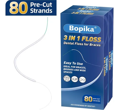 Hilo Dental Para Ortodoncia 3 En 1 Pack X2 Menta