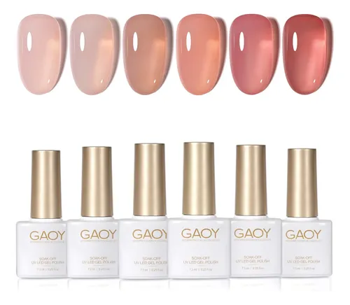 Set De Esmaltes Gel Nude Transparente 6 Colores Uv