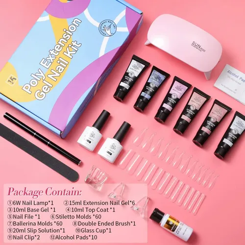 Born Pretty Poly Nail Extension Gel Kit-6 Colors Poly Nails