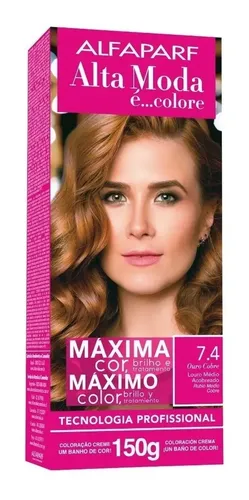 Tintura Alfaparf Alta moda é colore Pigmentos micronizados concentrados tono 7.4 rubio medio cobrizo para cabello