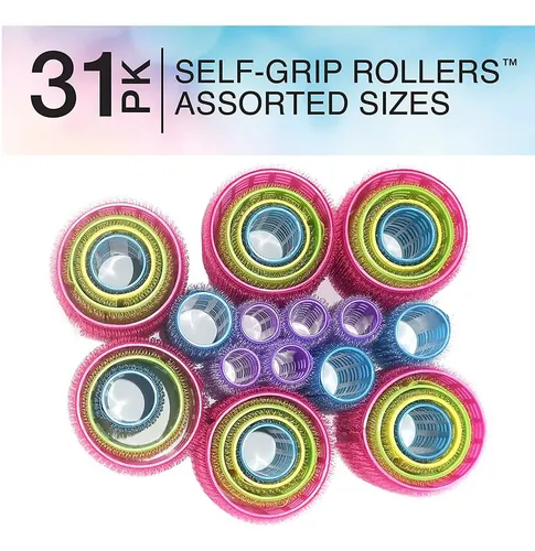 Rulo Para Cabello Conair Voluminous Curls Tamaño Asorted Sizes Color Rosa Chicle – Pack X 31 Unidades