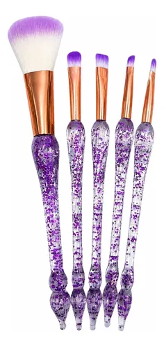 Set X5 Brochas Maquillaje Glitter Cristal