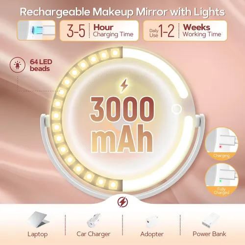 Espejo De Maquillaje B Beauty Planet Con Aumento De 30 Aumentos Con Luces Blanco