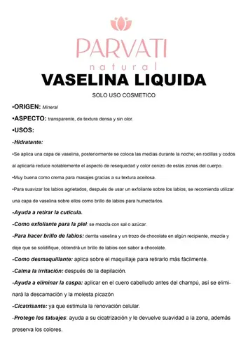 Vaselina Liquida (180cst) 100ml Uso Cosmetico
