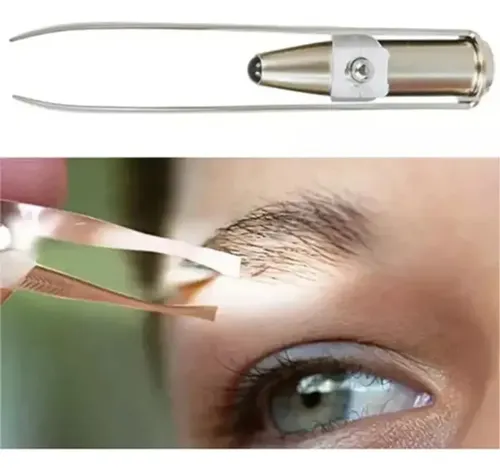 Pinza Para Cejas Acero Inoxidable Con Luz Led