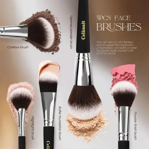 Set De Brochas De Maquillaje Celimait 12 Unidades Con Estuch