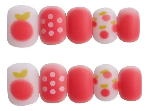 Uñas Artificiales Con Lunares En Polvo Escarchado