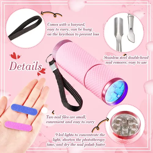 Mini Lámpara De Uñas Led Uv Portátil Con Limas Y Empujador