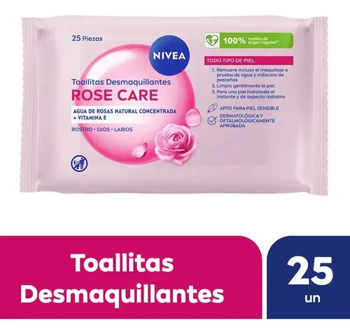 Toallitas Desmaquillantes Micerales Nivea Rose Care 25 Pzas