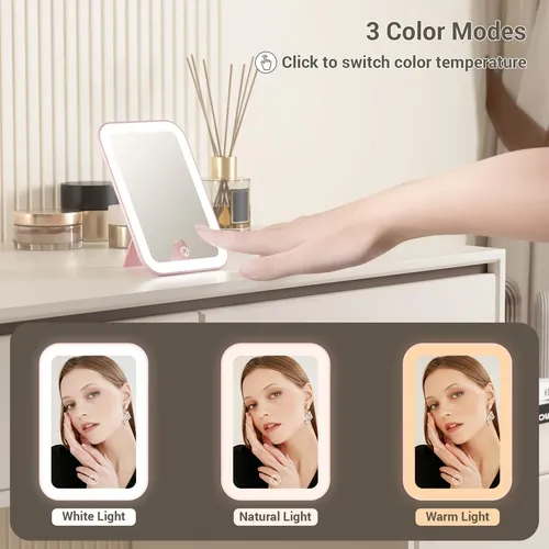Espejo De Maquillaje Kintion Portátil Con Luz Led Recargable