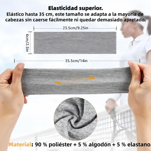 4 Cintas Elásticas Deportivas Para La Cabeza Negro |       Rayas Negro