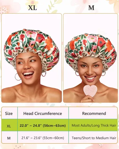 Gorro De Baño Impermeable Xl Con Estampa Floral Y Elástico
