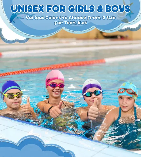 Gorro De Natación Aegend Para Niños, 2 Unidades, De Silicona