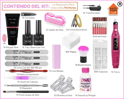 Kit Completo Uñas Esculpidas Manicura Polygel Semipermanente
