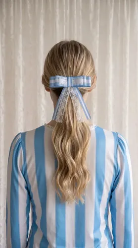 Moño Hebilla Argentina Accesorio Pelo Brillo Strass Puntilla Celeste Y Blanco Grande