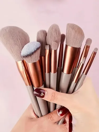 Set De 13 Brochas De Maquillaje Belmira Marrones Con Estuche