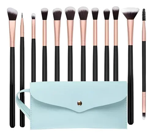 Set 12 Brochas Y Pinceles Para Maquillaje + Estuche F