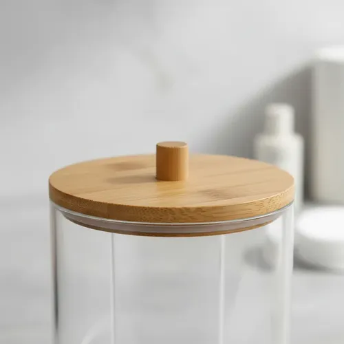 Organizador Porta Algodón Acrílico Y Madera Small