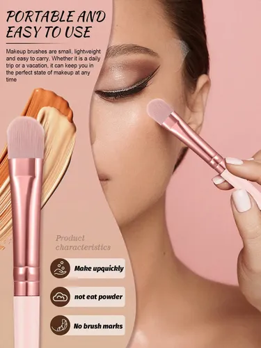 Bz Set 20 Brochas Maquillaje + Esponjas Y Cosmetiquera Rosa