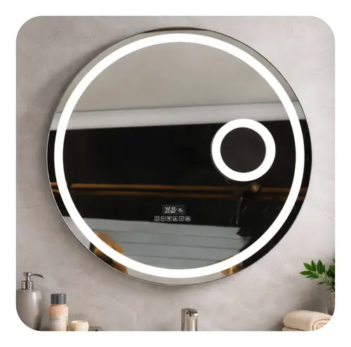 Espejo Redondo C/parlant Led 60cm Lupa Frío Cálido Bluetooth