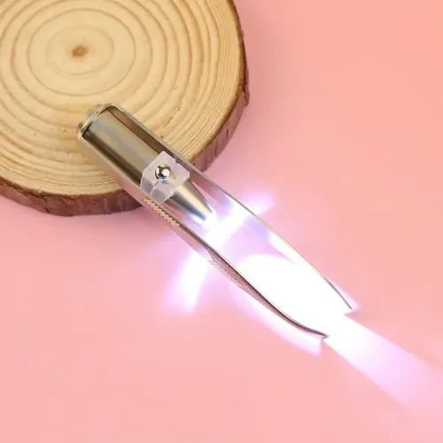 2 Pinzas Para Cejas De Acero Inoxidable Con Luz Led, Pinzas