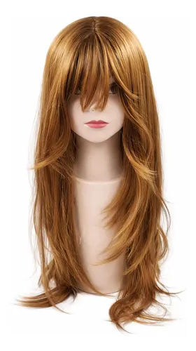 Peluca Simil Natural Fibra Premium Cabello Largo Ondulado