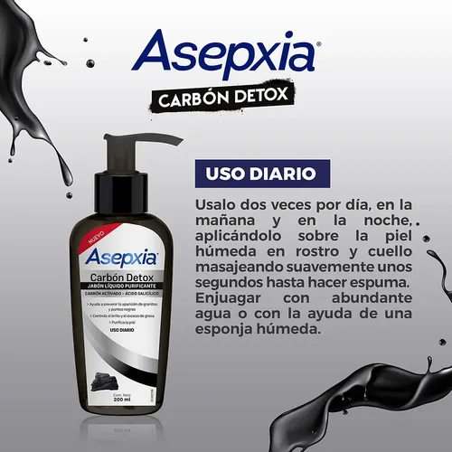 Asepxia Jabón Líquido Carbón Detox 200ml