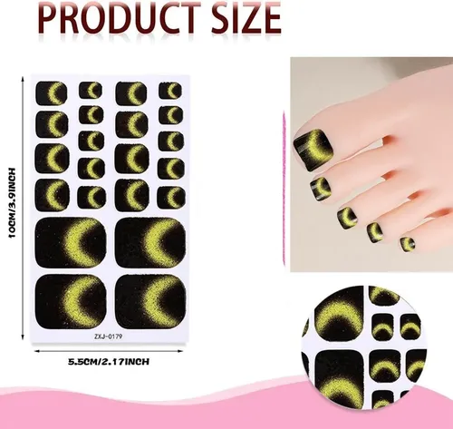 Pegatinas Uñas De Gel, 12 Unidades, Con Purpurina, Puntera,