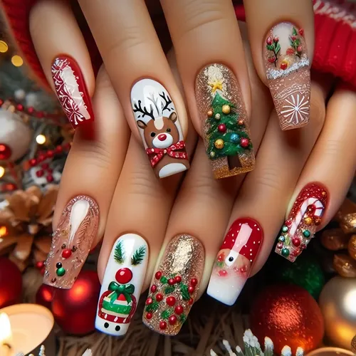 Pegatinas Navideñas Para Decoración De Uñas En Polvo