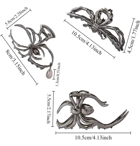 Clips De Garra Para El Cabello 3pcs Ruimo Negro Gun