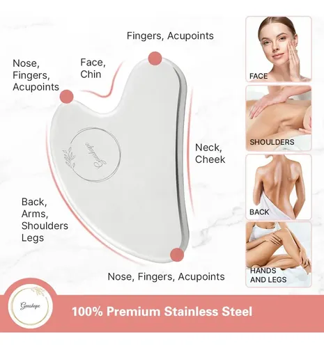 Gua Sha Facial Metal Plateado Sculptor Antiinflamatorio
