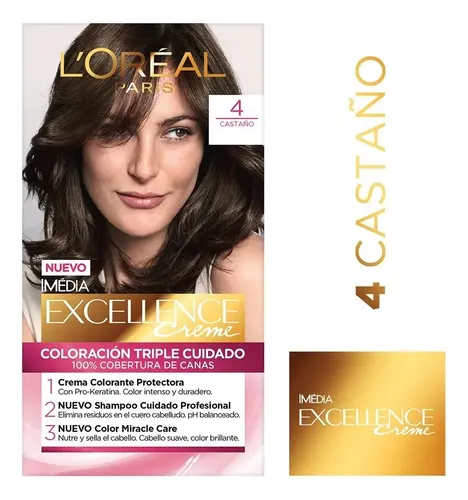 Kit Tintura Permanente L’ Oréal Paris Excellence Creme Tono 4 castaño