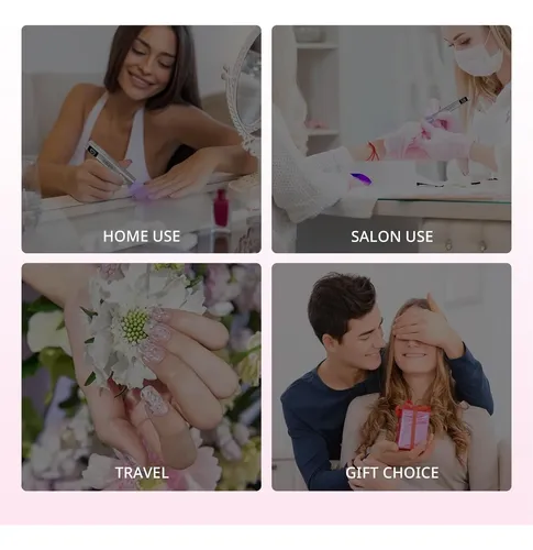 Lámpara Uv Portátil Recargable Rosa Para Uñas Gel