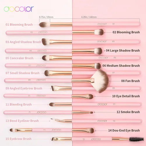 Set de 15 brochas Docolor DO-N1517 DO-N1517 rosa