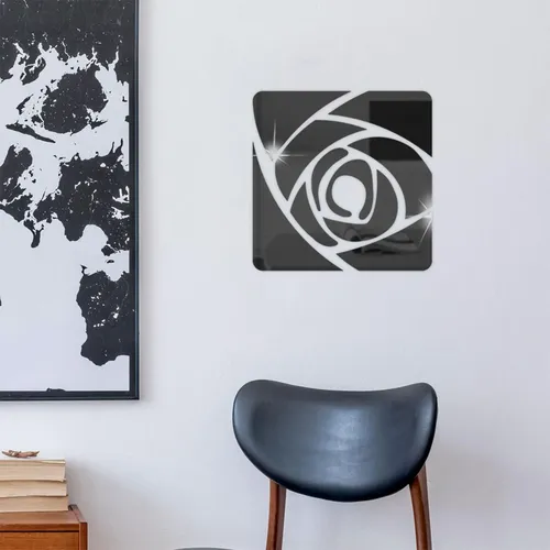 Adhesivo De Pared Con Espejo Acrílico Con Estampado De Rosas