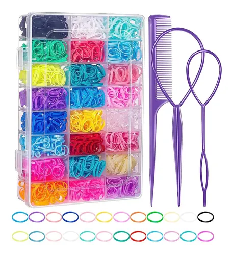 Set De Ligas Para Peinar Niñas Con Peine Y Pasadores Purple Solid