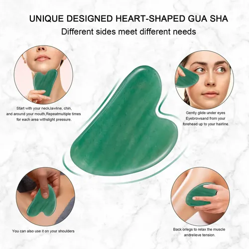 Rodillo Facial Xyzbstar Jade Y Gua Sha Masajeador Verde