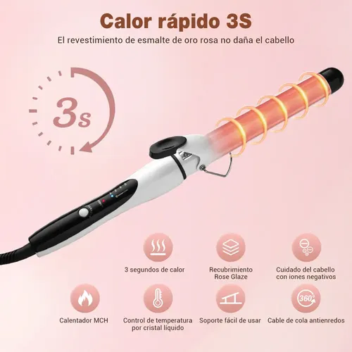 Tenaza Rizadora De Cabello De Cerámica De 25mm Pantalla