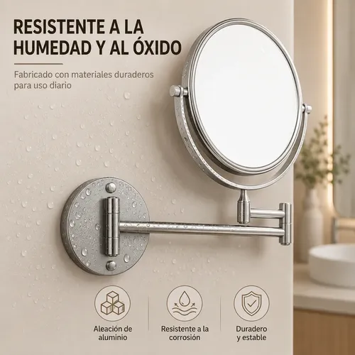 Espejo De Maquillaje Pared Plegable Extensible Y Aumento
