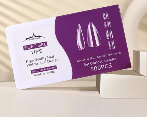 Tips Soft Gel Almendra Cortas Caja X500 Uñas/ Paris Night