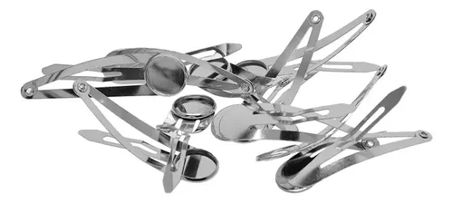 10pcs Diy Barrettes Snap Hair Clips Bandeja De Oro Blanco