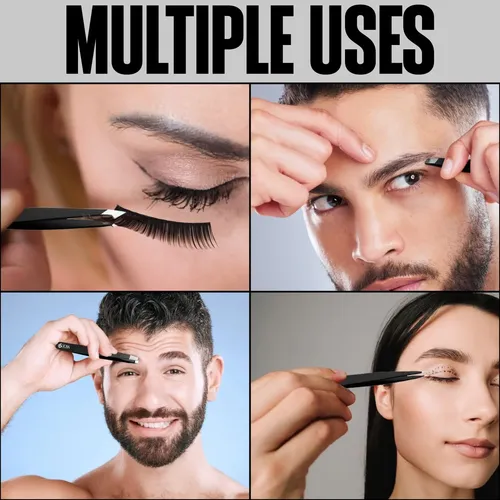 Pinzas Profesionales Negras Acero Inoxidable Para Cejas