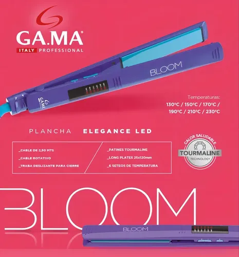 Planchita De Pelo Ga.ma Italy Elegance Bloom Led Color Violeta