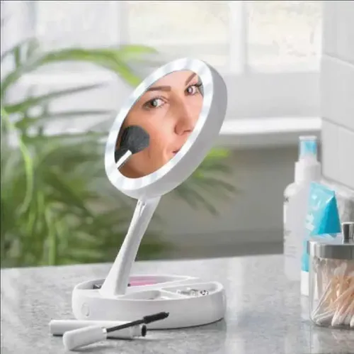 Espejo Luz Led Maquillaje Plegable Aumento Portátil Usb