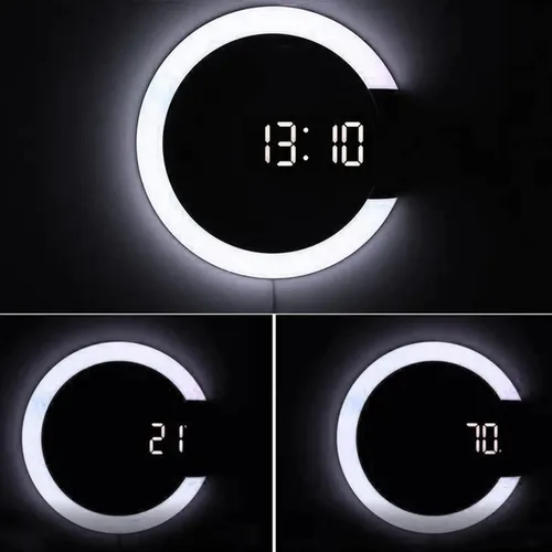 Espejo De Decoración Electrónico 12 Led Reloj De Pared