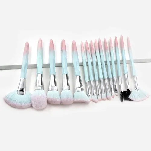 Set De 15 Brochas De Maquillaje Azul Degradado
