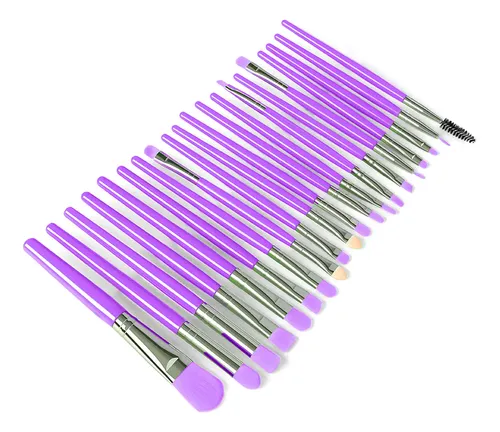 Juego De 20 Brochas De Maquillaje De Cerdas Suaves: Para Bas