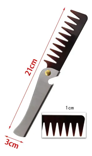 Peine De Bolsillo Vintage De Acero Inox Para Barba Y Cabello