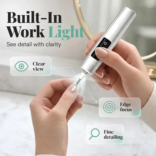 Lijadora De Uñas Eléctrica 35000 Rpm Luz Led Recargable Kit